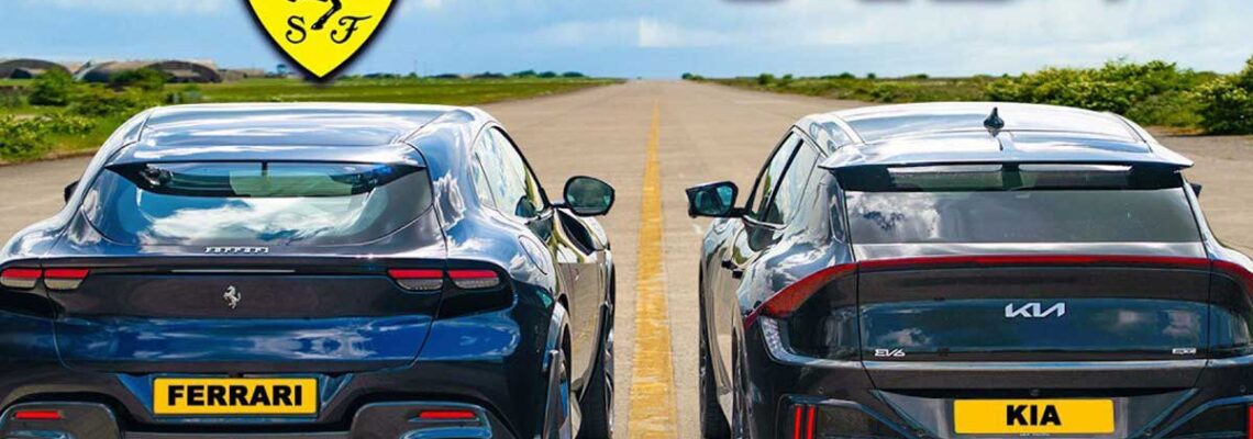 درگ کیا EV6 GT و فراری پوروسانگوئه، نبرد برق و V12 تنفس طبیعی!