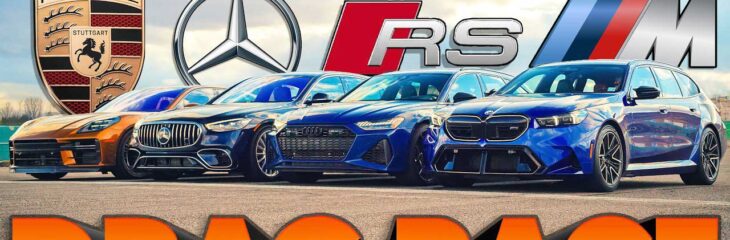 درگ جذاب بی‌ام‌و M5 با آئودی RS6، پورشه پانامرا توربو S و مرسدس S63