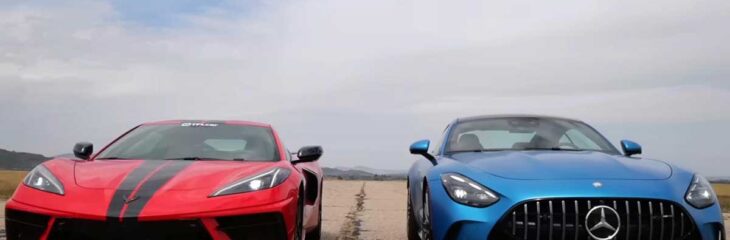 قدرت آلمانی یا عضله آمریکایی؟ درگ مرسدس AMG GT و کوروت استینگری